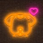 Neon Pies z sercem