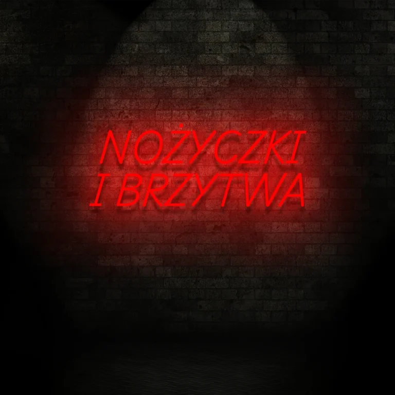 Neon dla barbershopu "Nożyczki i brzytwa"