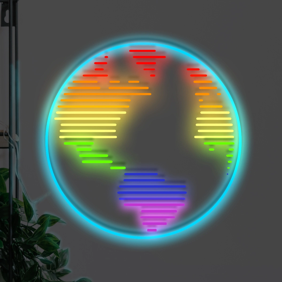 Teczowa-mapa Neon LED Tęczowa Mapa Świata - obrazek 1